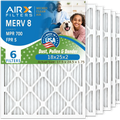 18x25x2 Air Filter MERV 8 Comparable to MPR 700 & FPR 5 Electrostatic Pleated Air Conditioner Filter 6 Pack HVAC AC Premium USA Made 18x25x2 Furnace Filters by AIRX FILTERS WICKED CLEAN AIR.