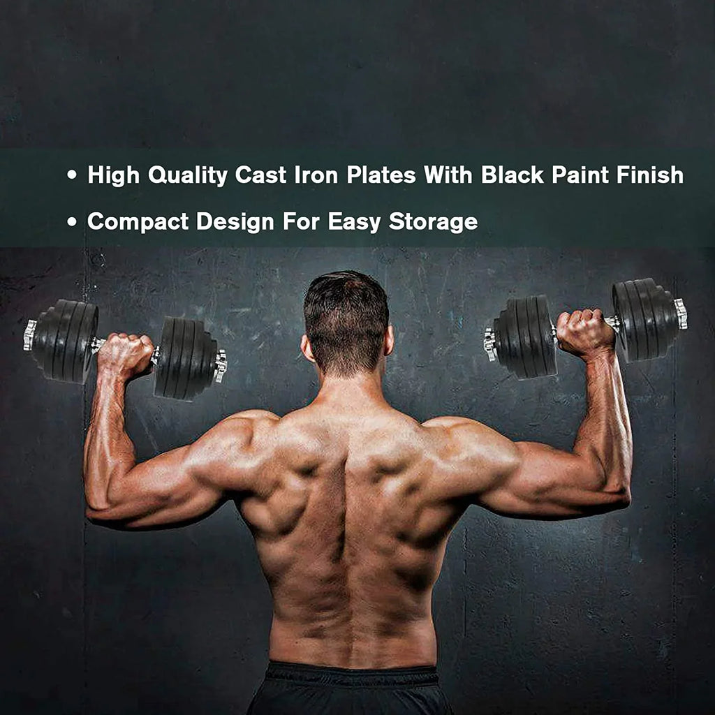 Adjustable Weight Cast Iron Dumbbells Set 105lbs