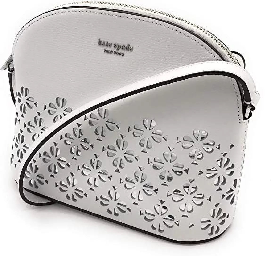 Kate Spade MEDIUM DOME CROSSBODY sylvia perforated optic white