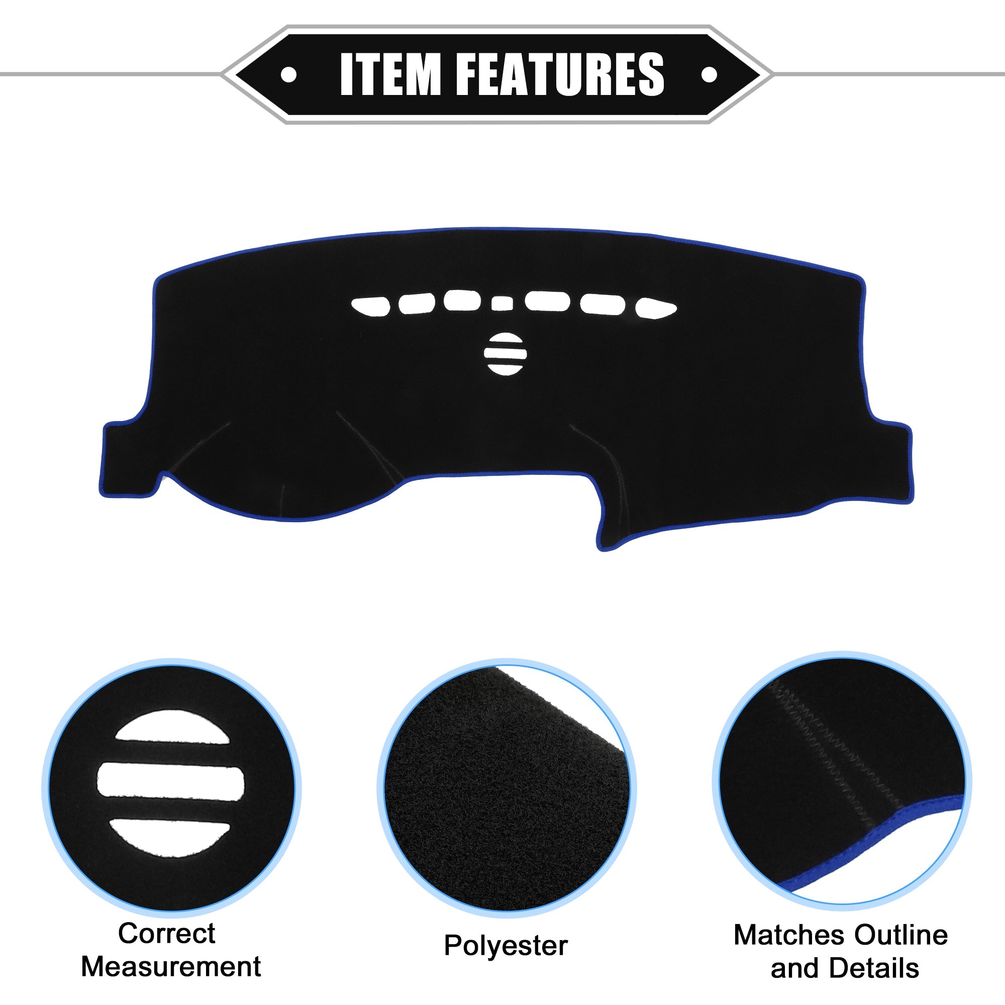 Unique Bargains Car Center Console Dashboard Cover Mat Compatible for Ford Fusion 2013-2021 Protective Polyester Blue