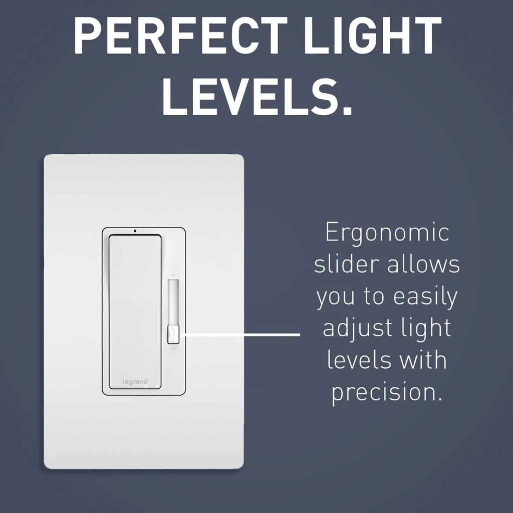 Legrand - Pass & Seymour Radiant Dimmer Light Switch, Single Pole Dimmer Switch and 3 Way Rocker Wall Switch, Interchangeable Tri-Color FacepLatitudees Paddle Dimmer, RHCL453PTCCCV4, 1 Count