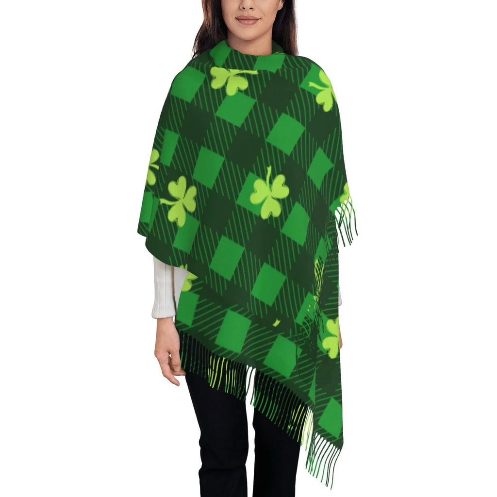 Bingfone Soft Cashmere Feel Scarf For Women Elegant Art Print Winter Warm Scarves Large Shawl Wrap Gifts- Happy St. Patrick's Day5