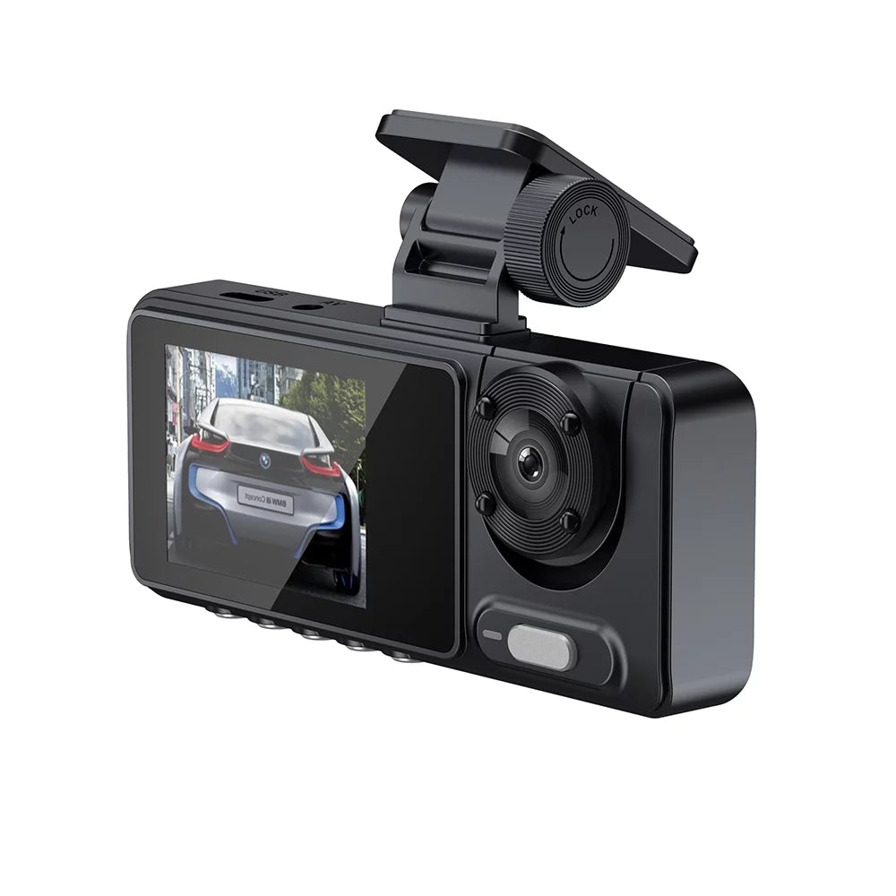 Andoer 3 Cameras Dash Cam Multi-Language Clear Car Rearview Mirror Car Video Recording Camcorder Wide Angle Car Camera Recorder Auto Safety Driving Recorder