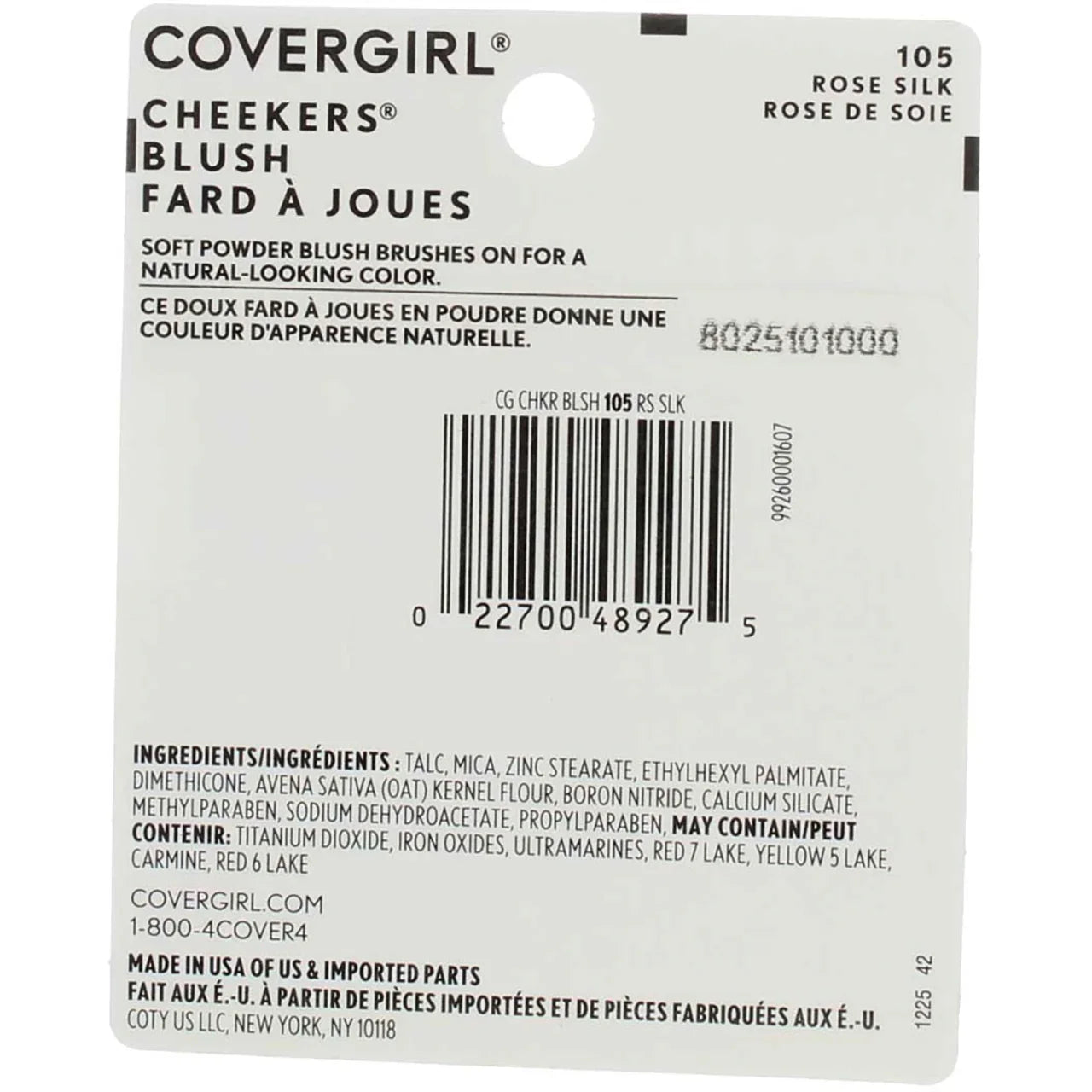 CoverGirl Cheekers Blush, Rose Silk [105], 0.12 oz (Pack of 4)