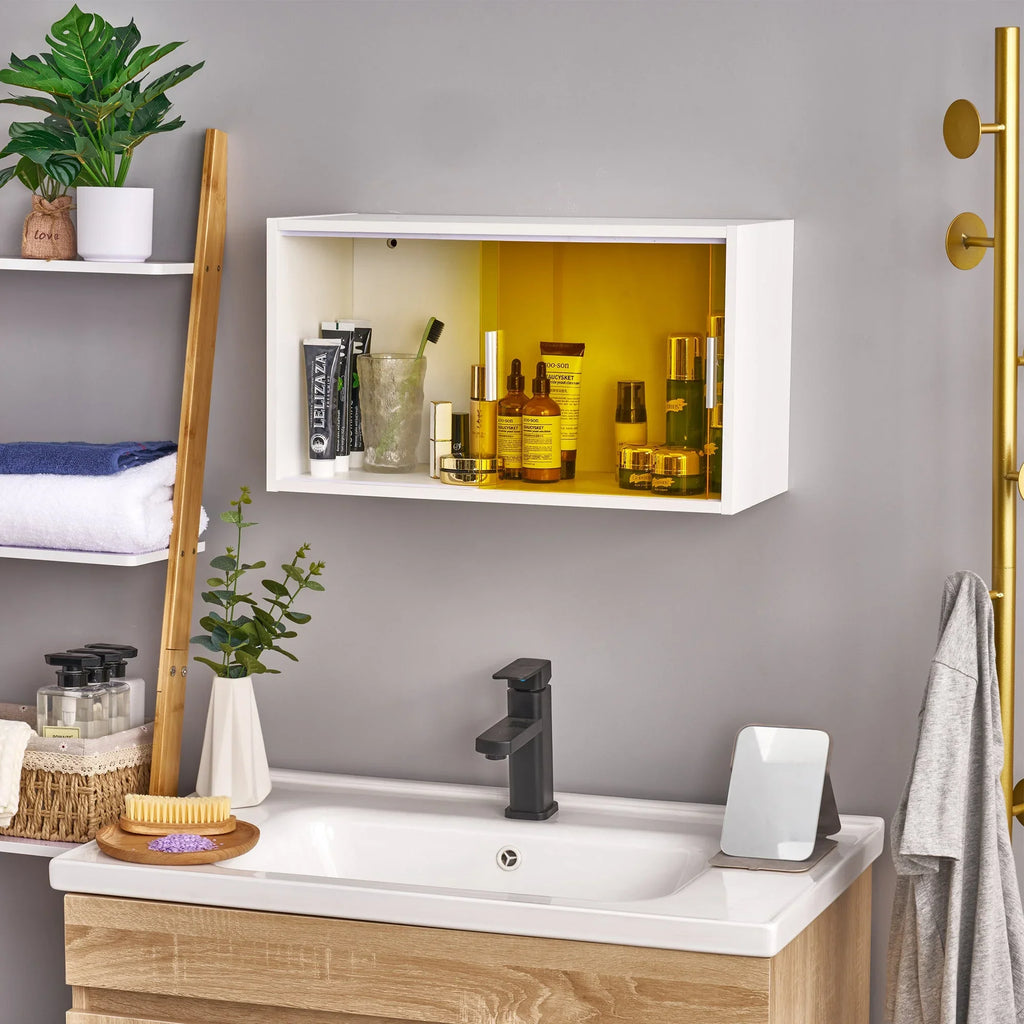 VECELO Bathroom Cabinet Wall Mounted, Multipurpose Storage Cabinet with Acrylic Sliding Doors for Bathroom Kitchen Living Room, White