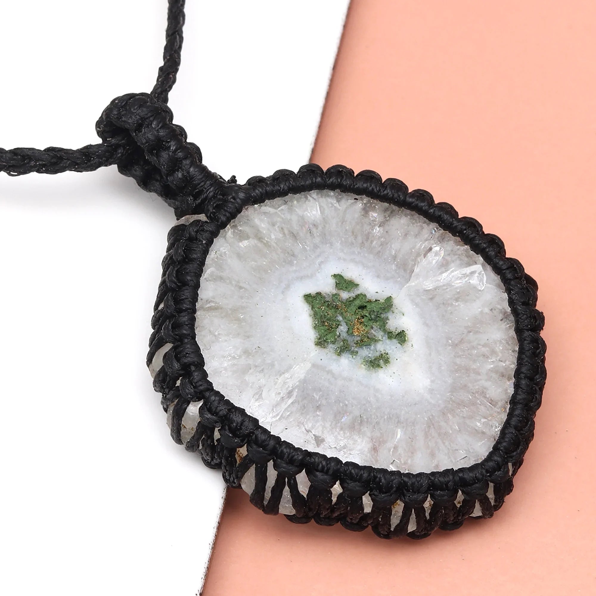 Solar Drusy Gemstone Holloween Gifted Jewelry Macrame Gift For Her Necklace