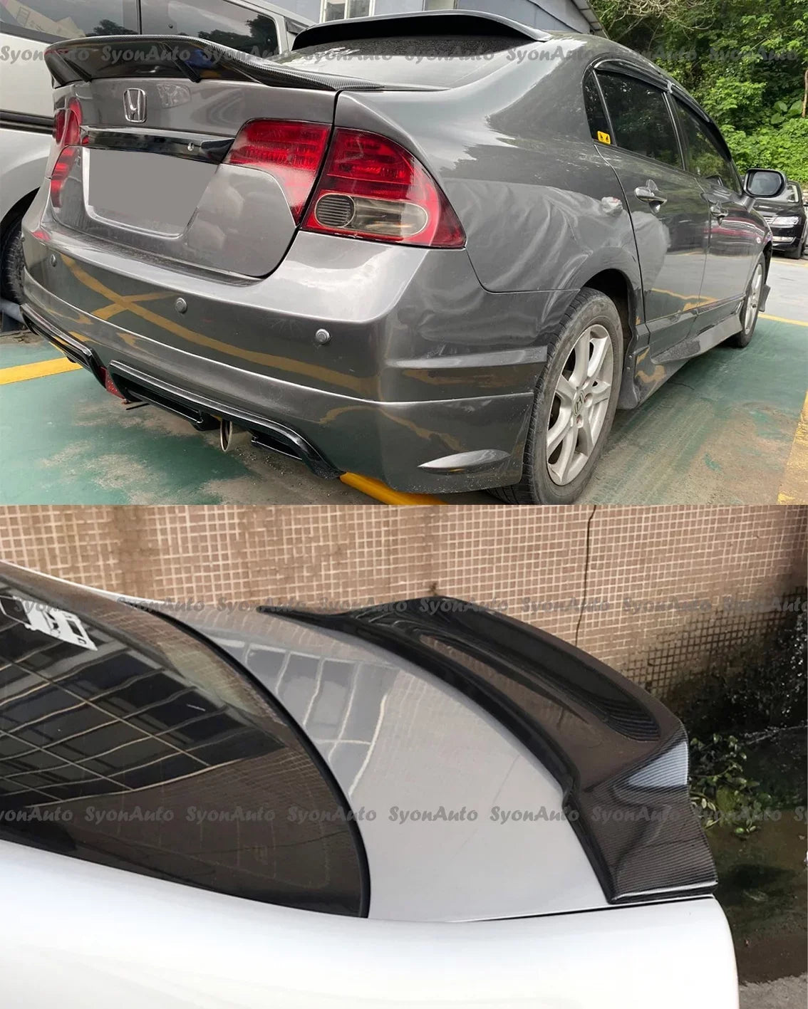 FITS 2006-2011 HONDA CIVIC SEDAN GLOSSY BLACK RS STYLE HIGHKICK TRUNK SPOILER WING