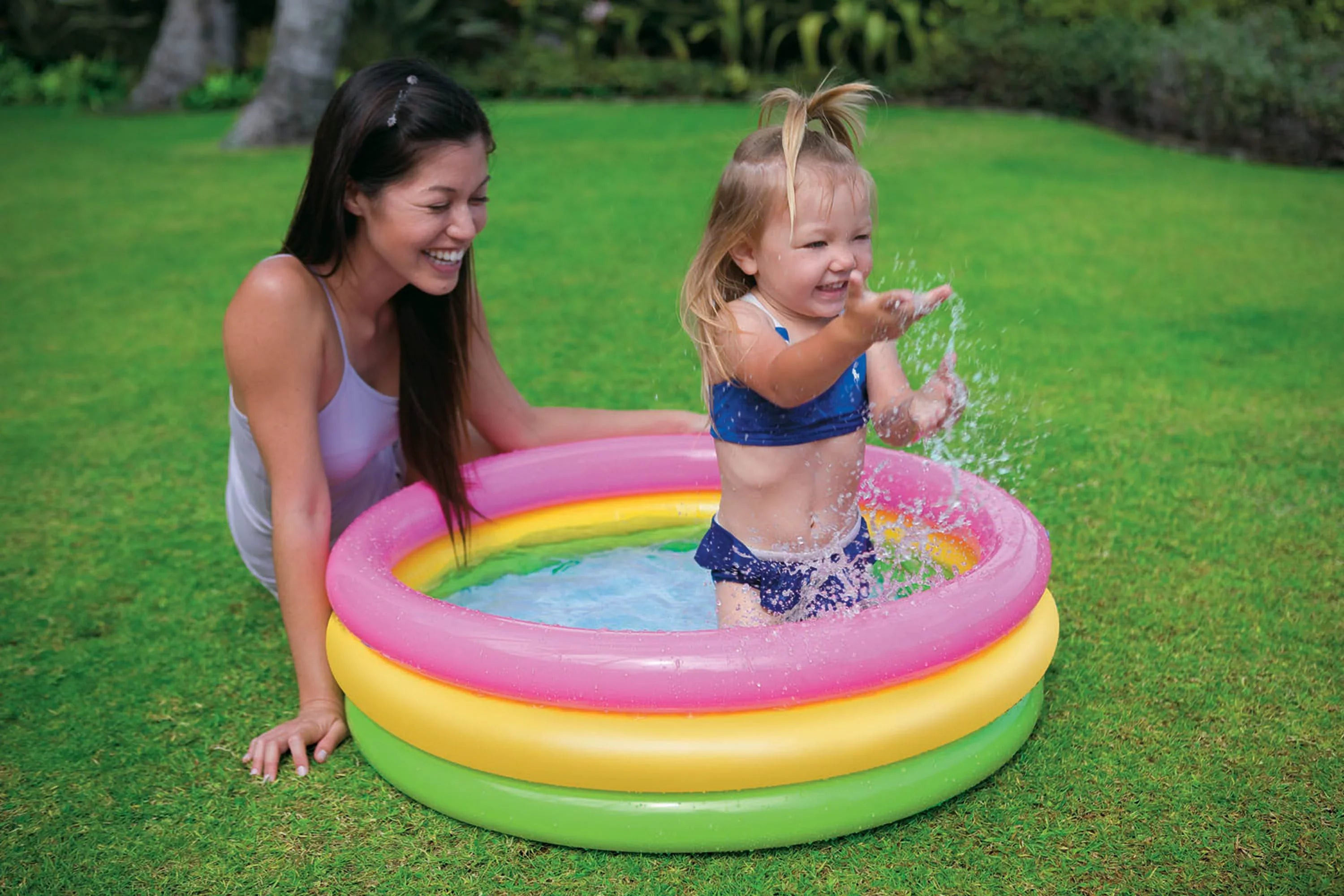 3 Intex Sunset Glow InfLatitudeable Colorful Baby Swimming Pool, Multicolored