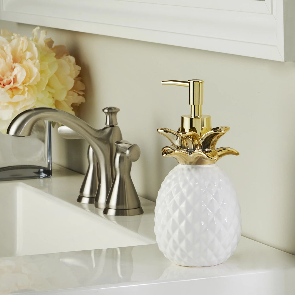 SKL Home Gilded Pineapple Lotion/Soap dispenser, Gold, 14 oz.