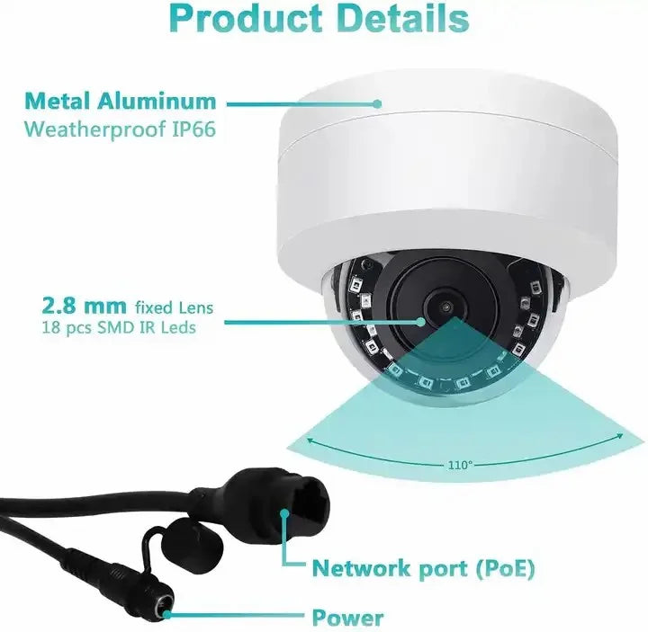 Anpviz 4MP IP Camera Outdoor Fixed 2.8mm lens Security camera Built-in Mic Waterproof IP66 H.265 P2P WDR IR Night vision Onvif