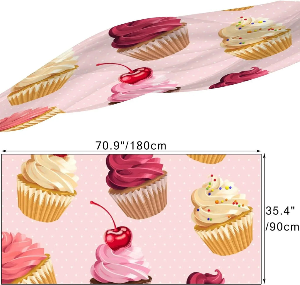 Hyjoy Cupcakes Polka Dot Long Silk Neck Scarf Lightweight Shawl Wrap Scarves for Women Girls