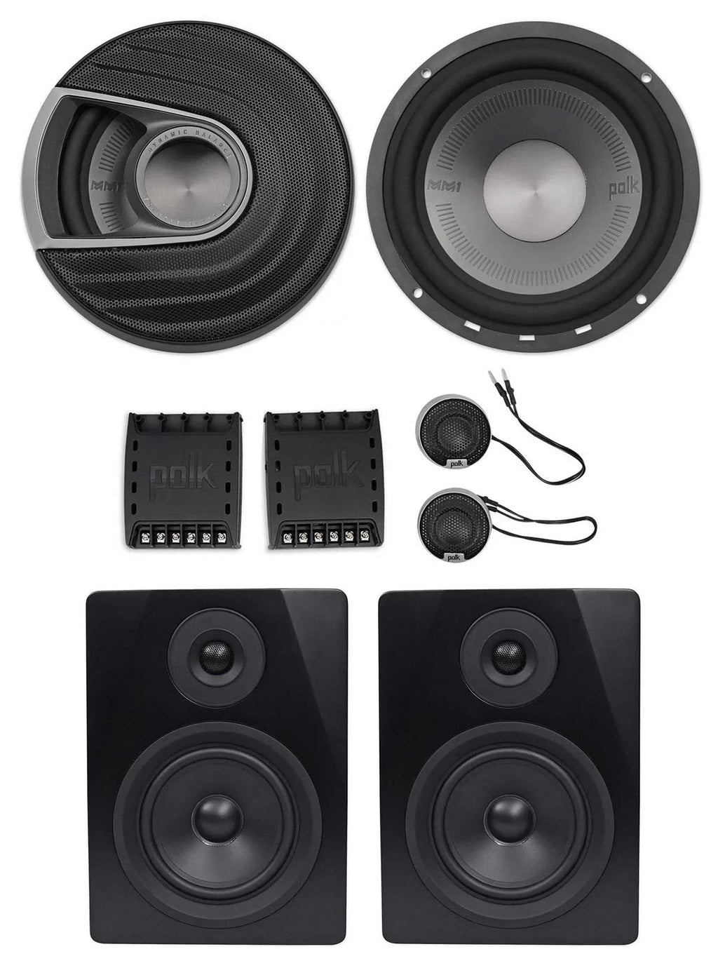 Polk Audio MM6502 6.5” 750w Component Car Speakers+Free Powered Monitor Speakers