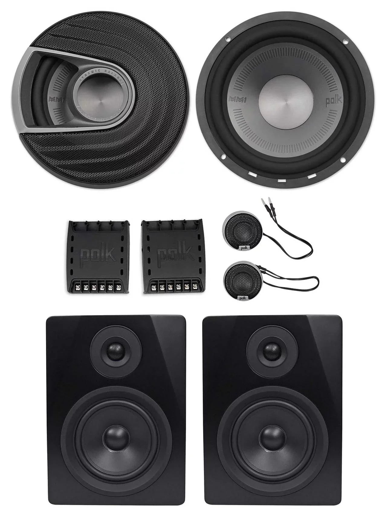 Polk Audio MM6502 6.5” 750w Component Car Speakers+Free Powered Monitor Speakers