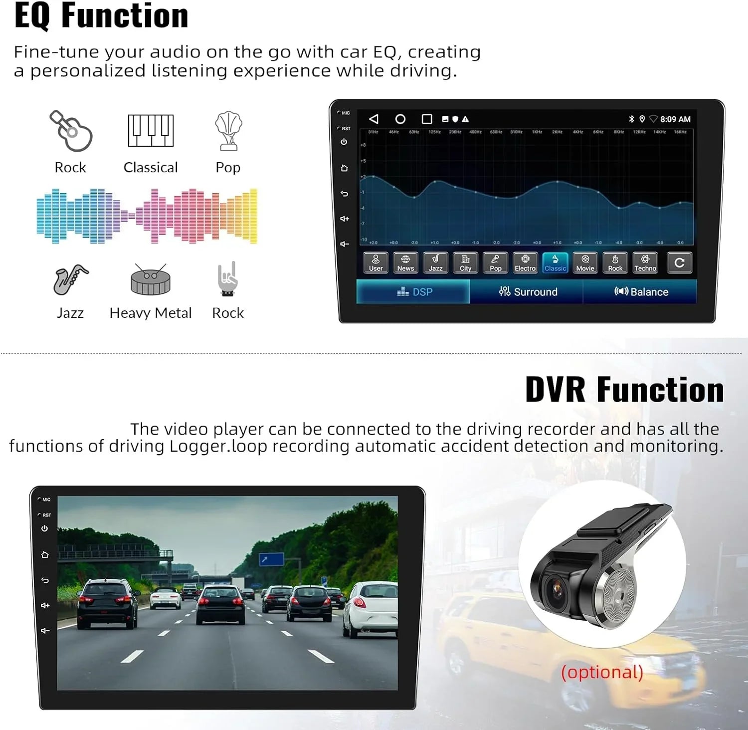 1G+32G Android Single Din Car Stereo with GPS Navigation Rimoody 10.1'' Touch Screen Car Radio with Bluetooth WiFi FM Mirror Link USB Head Unit + Backup Camera