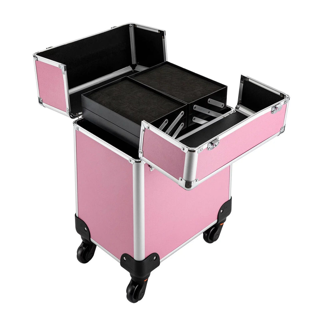 Miumaeov 4-Tier Professional Rolling Makeup Train Case Cosmetic Trolley Makeup Storage Organizer with Wheels