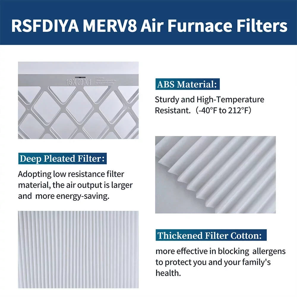 RSFDIYA Air Filter 16x25x1, 6-Pack MERV13 MPR 1800 HVAC AC Furnace Reusable Air Filters