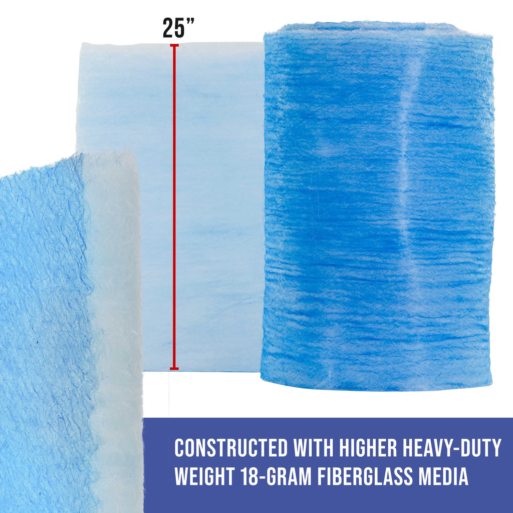 Master Elite Premium Paint Spray Booth Exhaust Filter Roll, 25" x 300' - 18 Gram Heavy-Duty Fiberglass Paint Arrestor - Captures Traps Overspray Paint Particles in Auto Autobody Refinish Booths