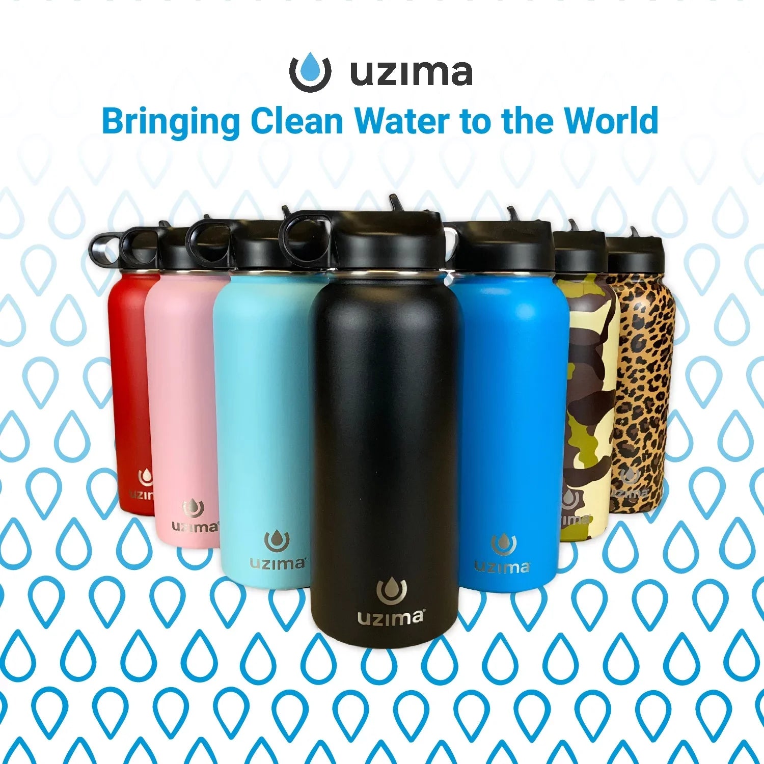 Uzima - Z-Source Filtered Water Bottle for Hiking, Backpacking, Camping, and Travel. Water Purification on the Go. Large 32oz Capacity with Double-Walled Stainless Steel Exterior. (Blue)
