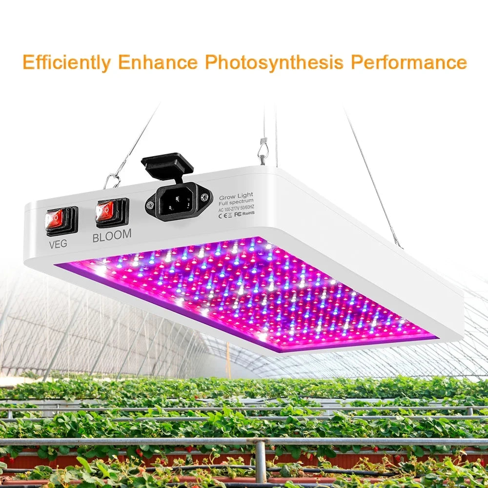Gecheer 2000W  Grow  for Indoor Plants 312 LEDs Full Spectrum Veg and Bloom Dual Switch IP65 Waterproof Hanging Plant Growing Lamps for Seedlings Flowers Greenhouse