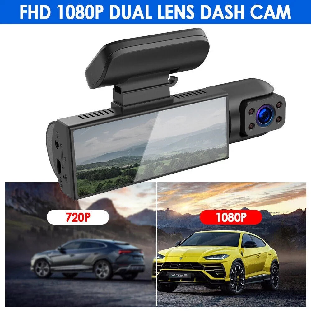 JLLOM Car DVR Dash Cam with Dual Lens Front and Inside Camera - 1080P