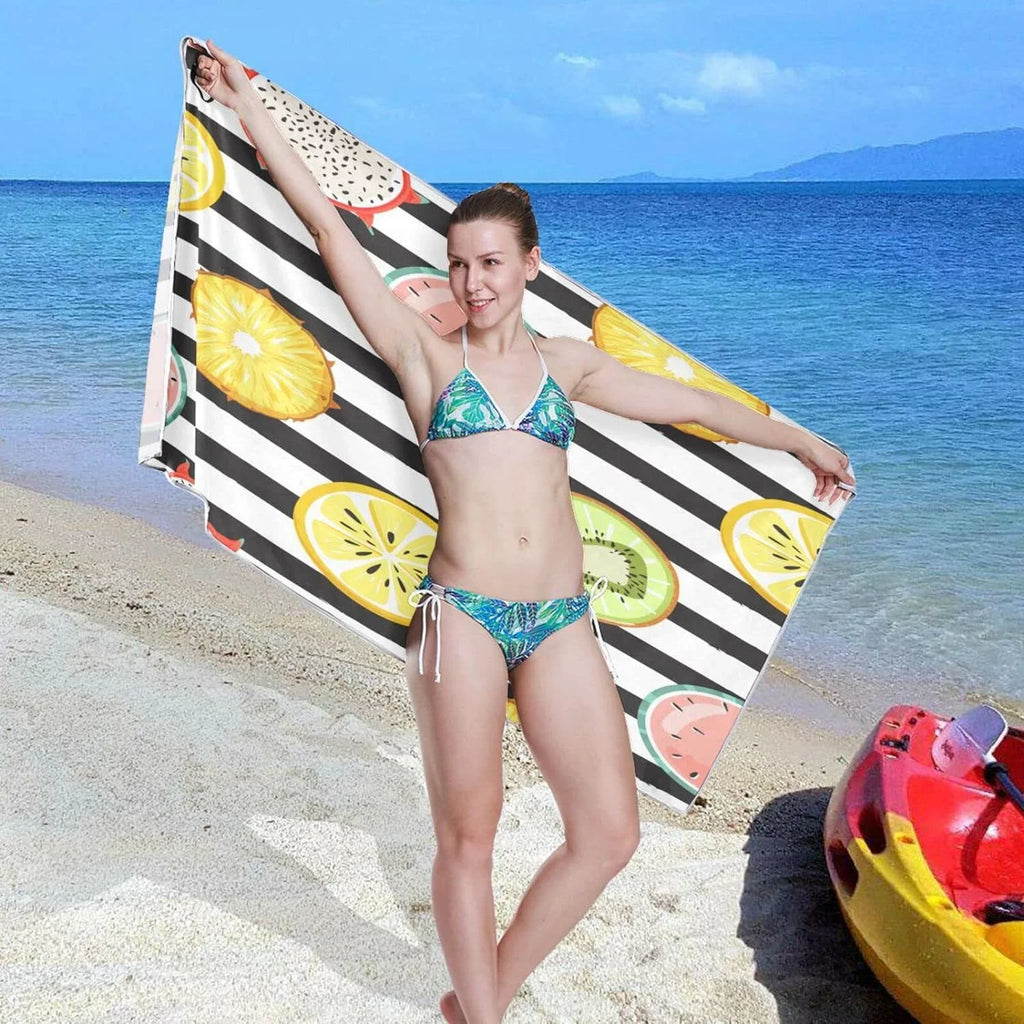 Bestwell Tropical Fruit Slice Beach Towel Oversized Towel Blanket, Thin Lightweight Microfiber Sand Free Quick Dry Towel, 30”X60” Multipurpose Pool Bath Yoga Swim Shower Towel