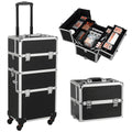 Easyfashion 3-in-1 Rolling Professional Cosmetic Makeup Case, Black