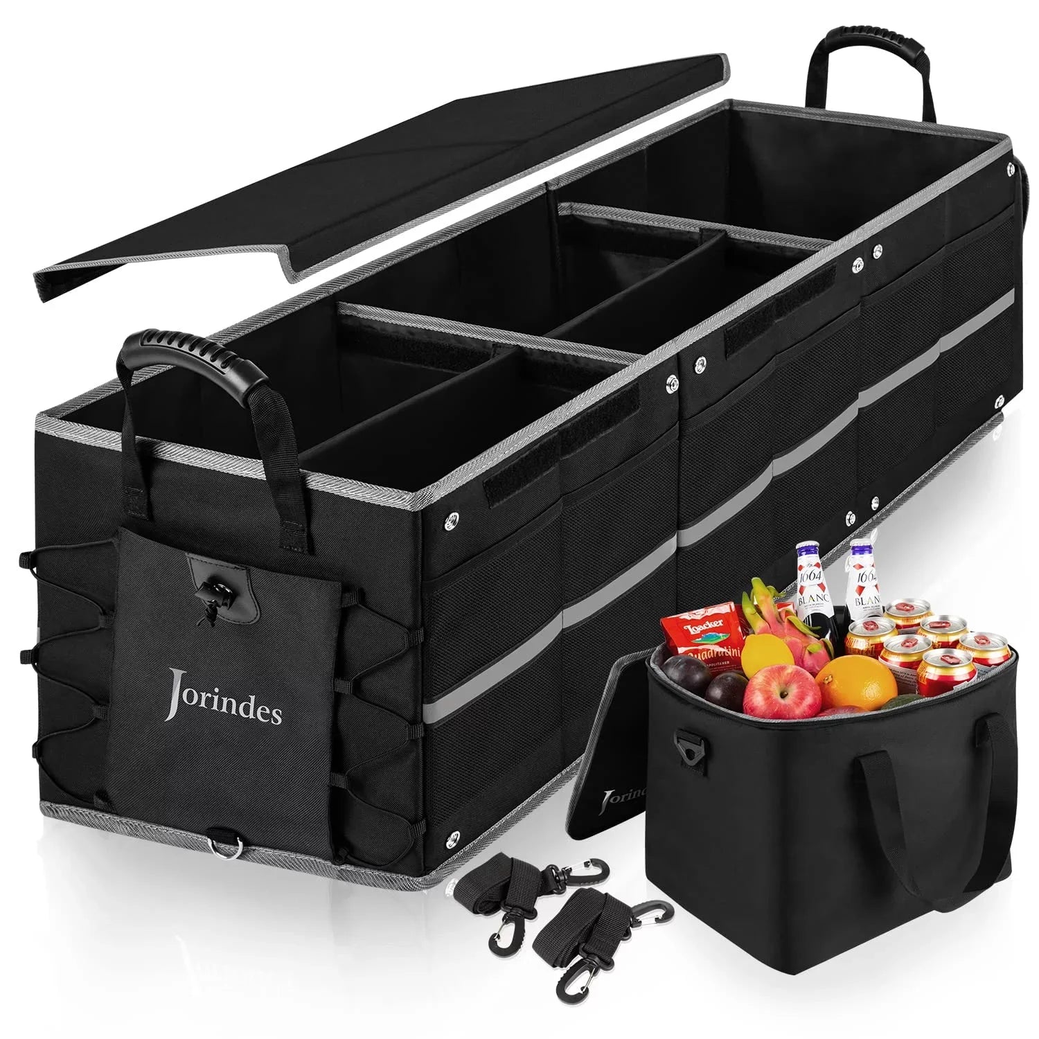 Trunk Organizer for Car with InsuLatitudeed Leak proof Cooler Bag, Collapsible Waterproof Car Organizer 3 Compartments Suitable for Vehicle Sedan, Suv, Truck,Van