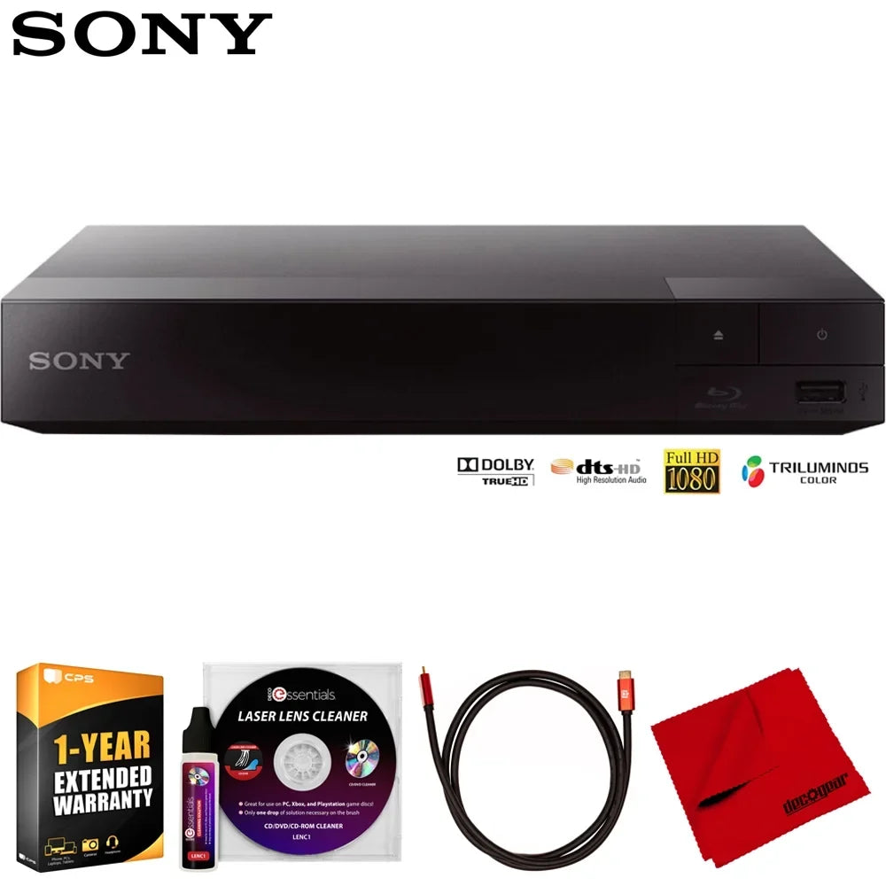 BDP-S1700 Streaming Blu-ray Disc Player Bundle with Deco Gear 6FT 4K HDMI Cable, Microfiber Cleaning Cloth, Deco Essentials Laser Lens Cleaner & 1 Year CPS Enhanced Protection Pack