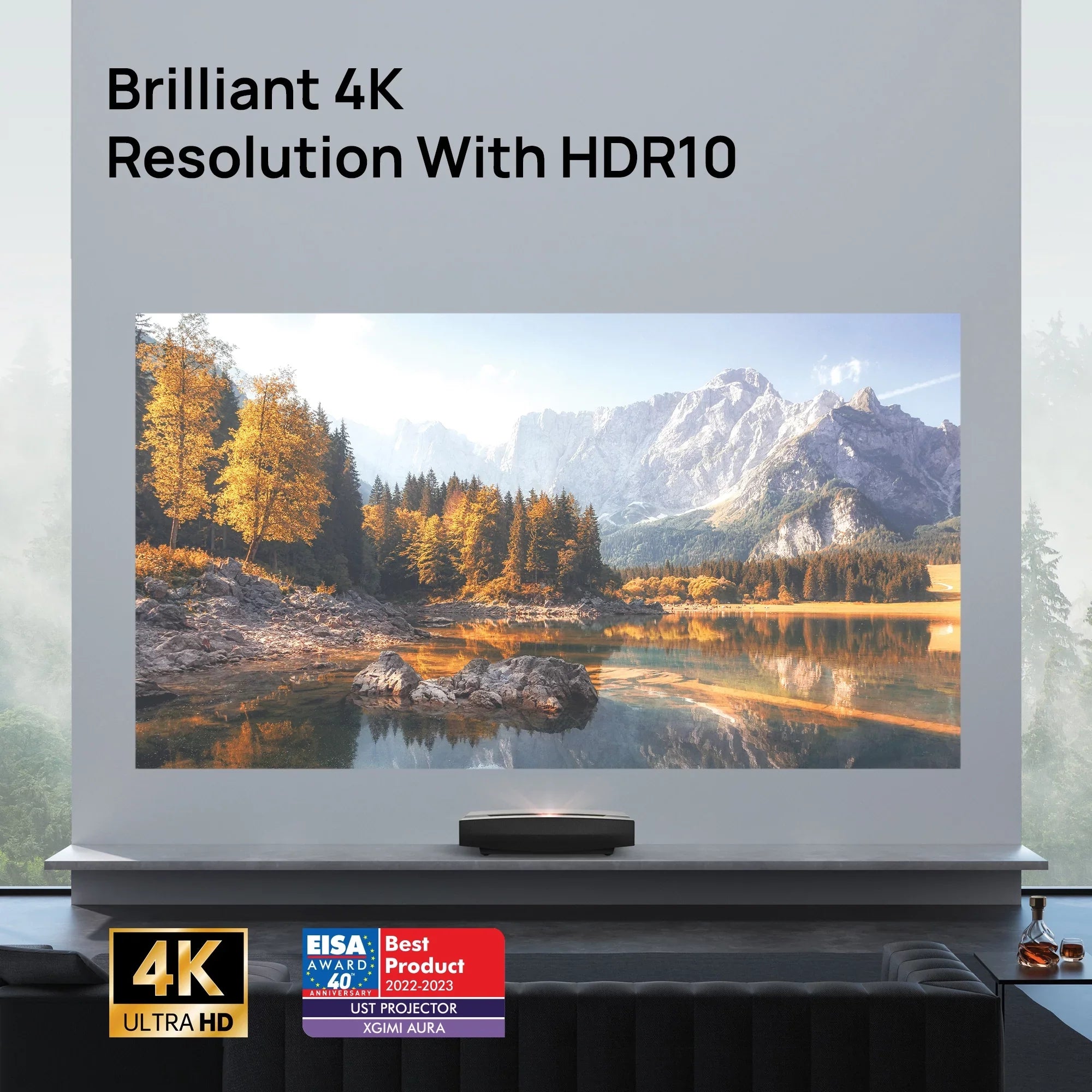 XGIMI AURA 4K Ultra Short Throw Laser Projector with Harman Kardon Speakers, Android TV OS