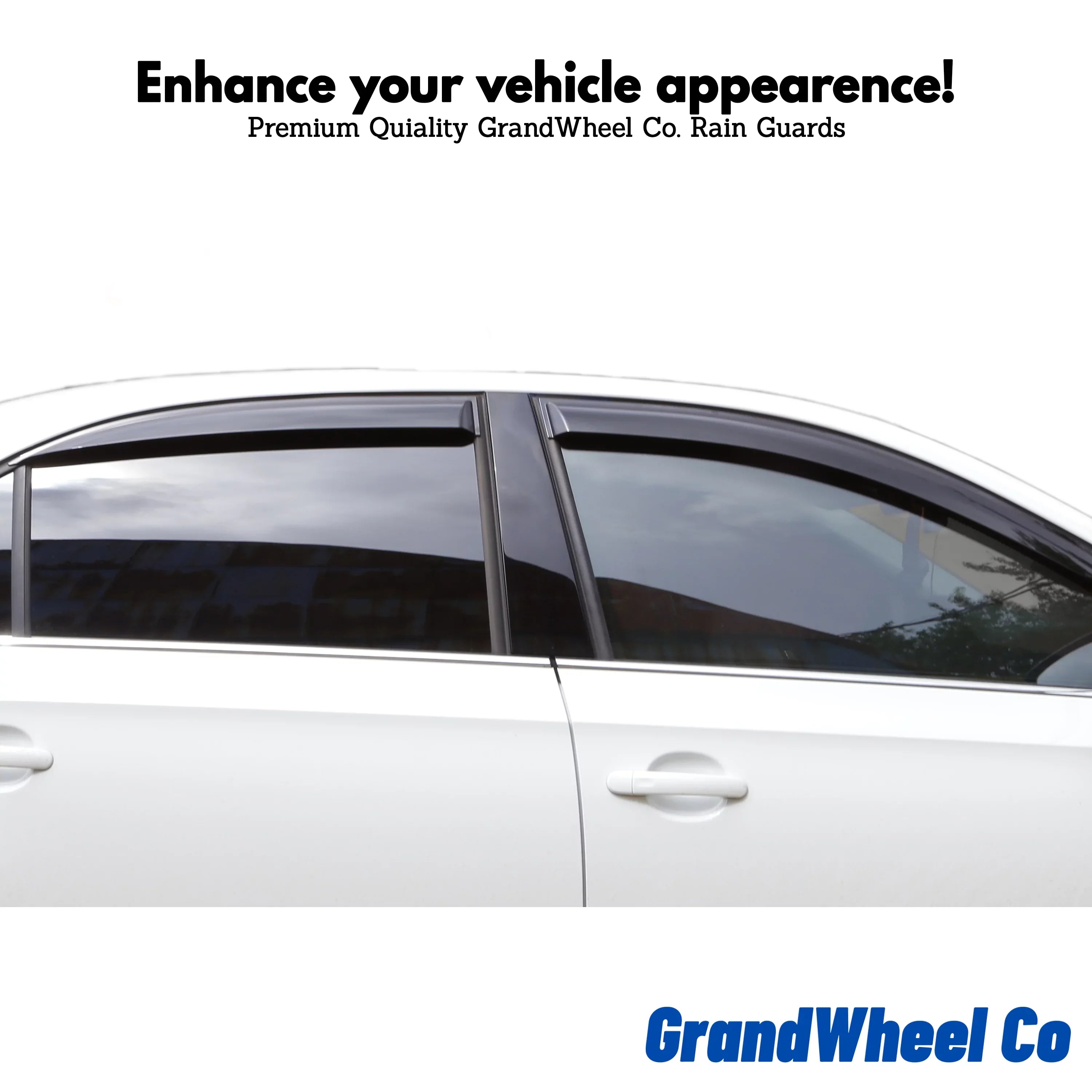 GrandWheel Co Smoke Tinted Tape-On Side Window Vent Visor Deflectors Rain Guards Compatible with Nissan Rogue 2021-2024 - 6pcs. GW0299