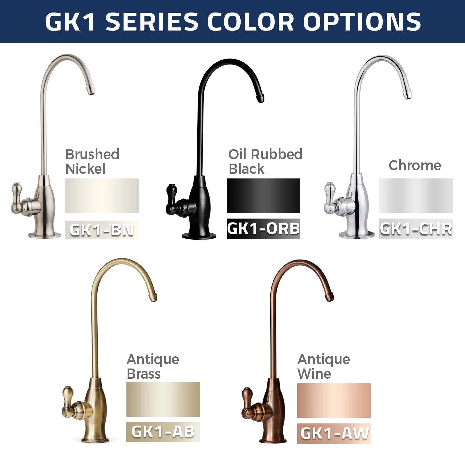 iSpring GK1-AW Heavy Duty Reverse Osmosis, High Spout Kitchen Bar Sink Drinking Water, Contemporary RO Faucet, Antique Wine