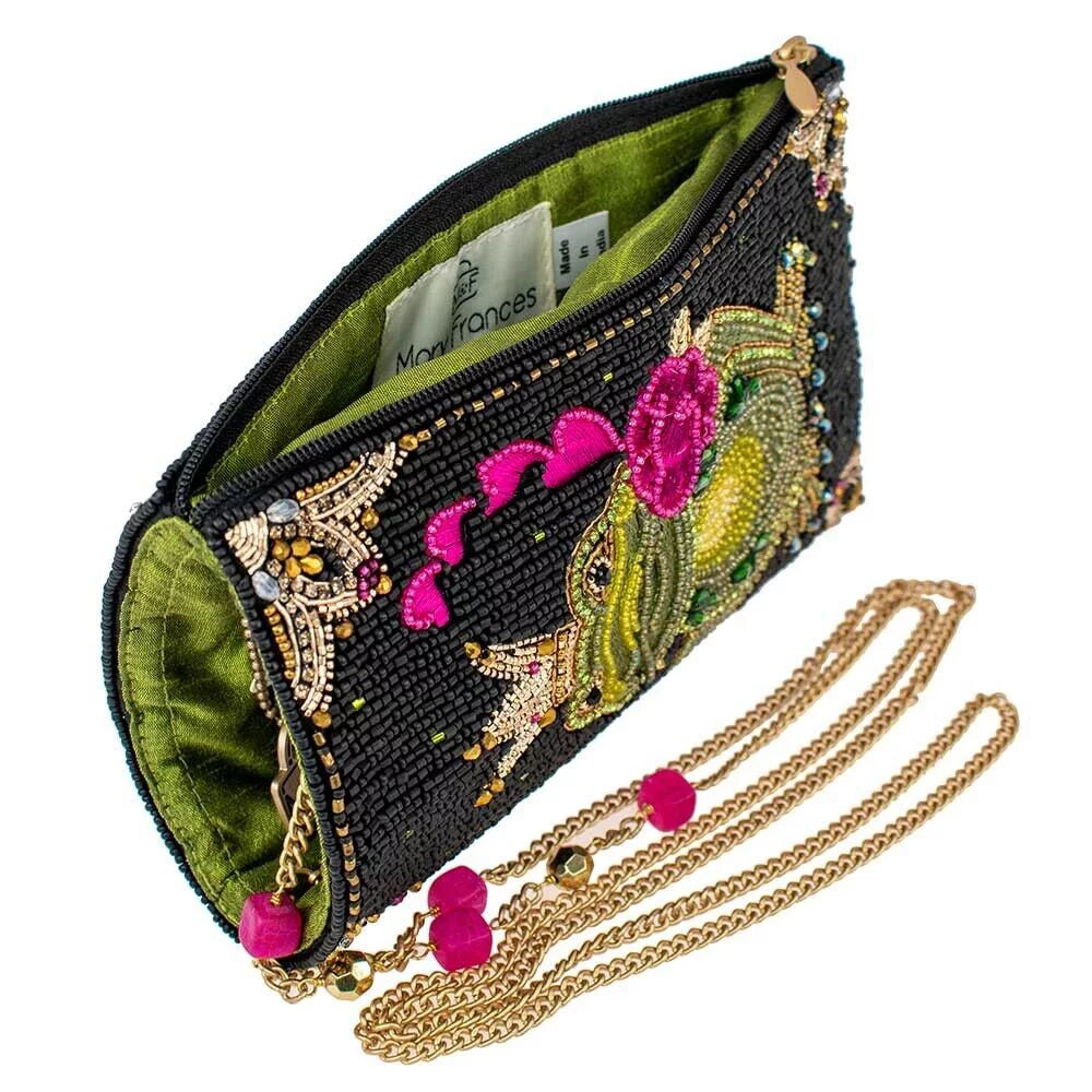 Mary Frances Kiss Me Beaded Frog Prince Crossbody Phone Bag Multi Handbag New