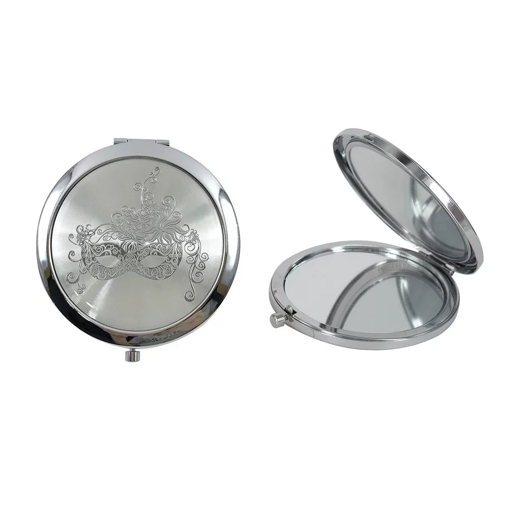 12 Pcs Silver Masquerade Mask Compact Mirrors - Quinceanera/ Sweet 16/ Bridal Shower/ Birthday Favors for Guests GG090S/G