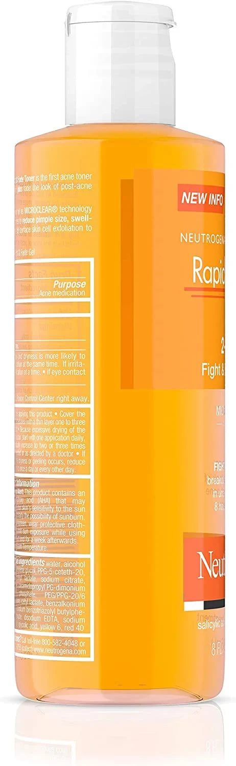 Neutrogena Rapid Clear 2-in-1 Fight & Fade Toner 8 oz (Pack of 2)