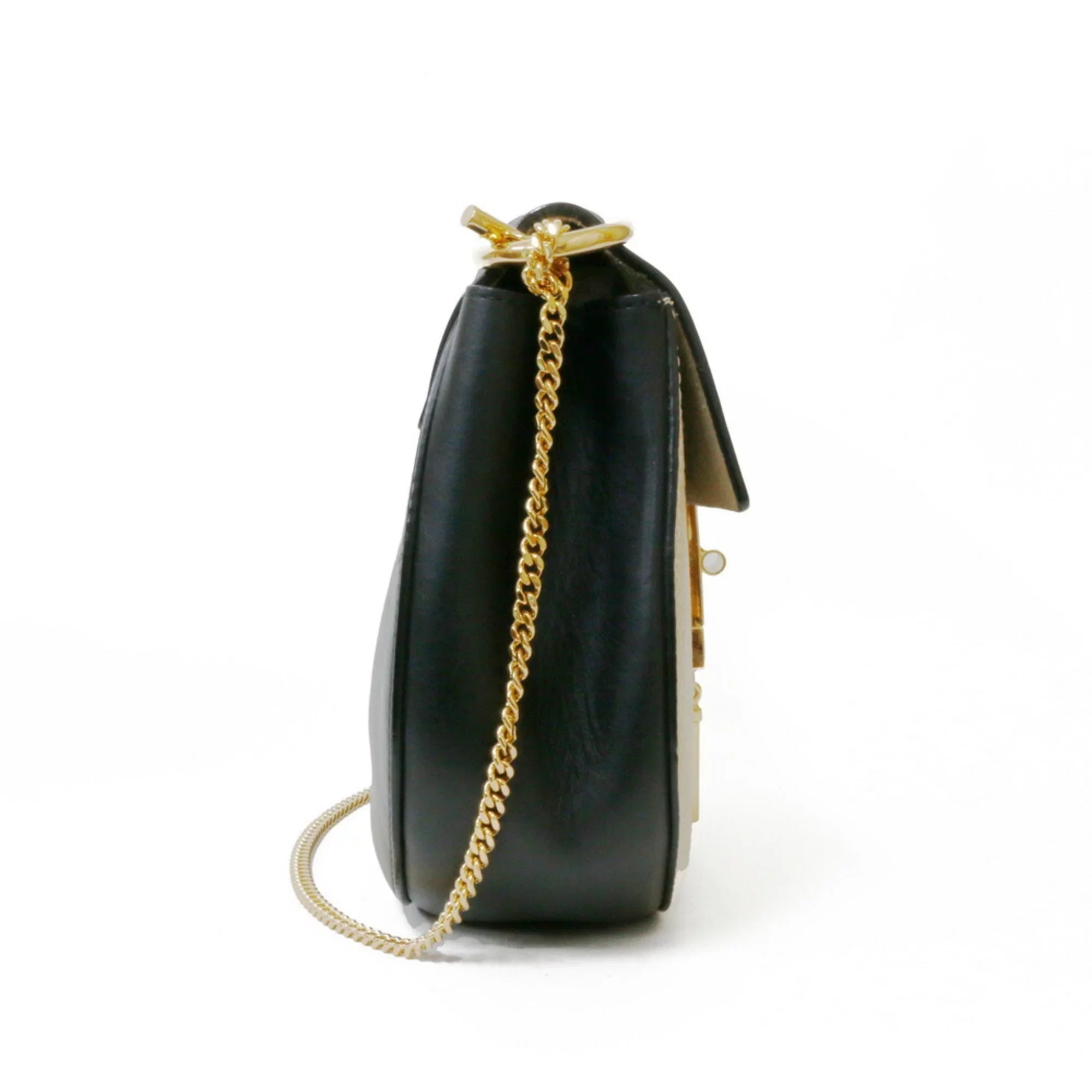 Pre-Owned Chloé Leather Shoulder Bag Beige,Black (Fair)