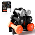 20 lbs. Neoprene Coated Dumbbell Set with Stand, Colour Gray, Black and Orange All Purpose Hand Weight Anti-Slip Hex Shape Dumbbell