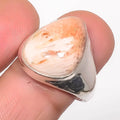 Orange Scolecite - India 925 Silver PLatitudeed Solitaire Ring s.9 R637-30 A379, Valentine's Day Gift, Birthday Gift, Beautiful Jewelry For Woman & Girls