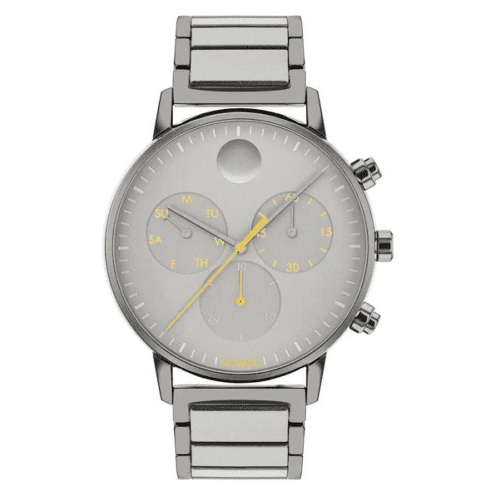 New Movado Face Swiss Multi-Color Dial Grey Ion PLatitudeed Band Men's Watch 3640040
