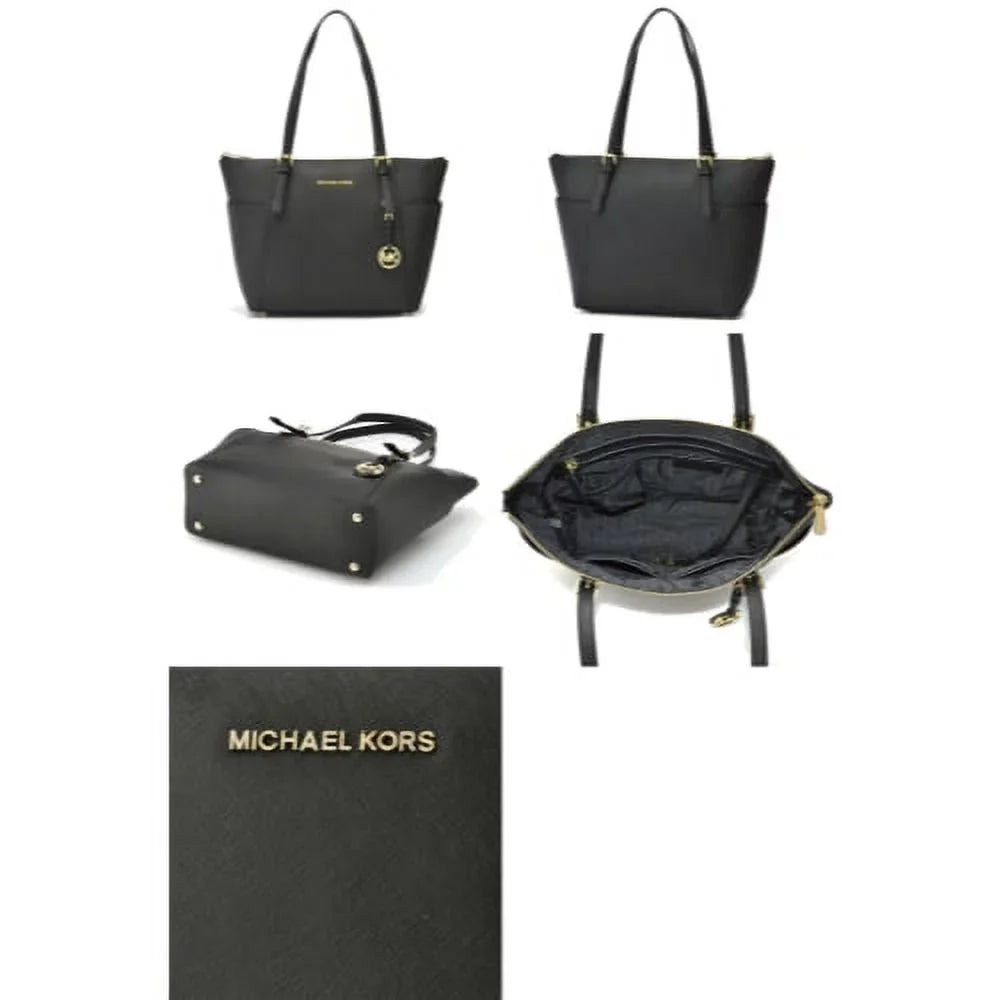 MICHAEL Michael Kors Jet Set Travel Med. Top Zip Saffiano Tote - Black - 30F2GTTT8L-001