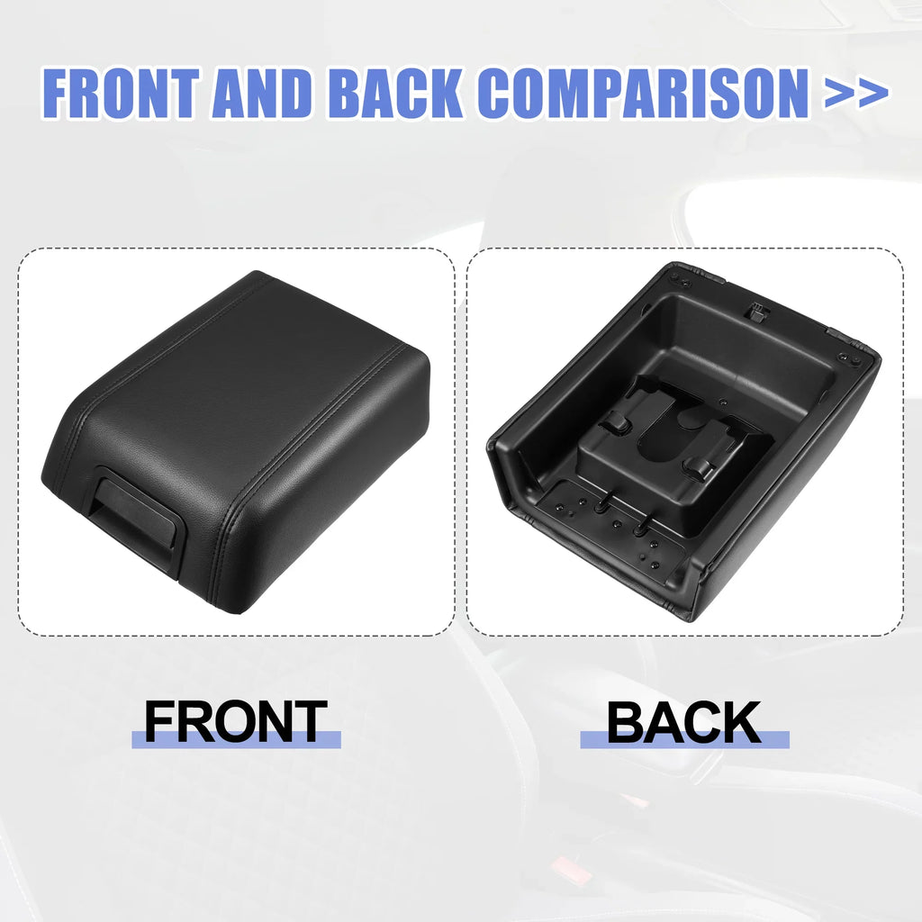 Car Center Console Lid Armrest Seat Box Cover Protector for Ford F-150 2004-2008 Faux Leather Black
