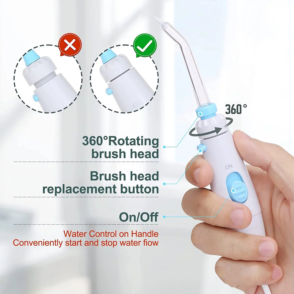 Homgeek Water Flosser for Braces Teeth Cleaner Dental Water Teeth 10 Adjustable Pressure with 7 Multifunctional Tips White