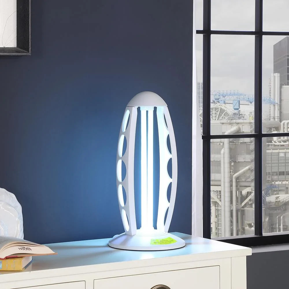Ore International 16.5" in UV STERILIZED WHITE TABLE LAMP W/ REMOTE CONTROL