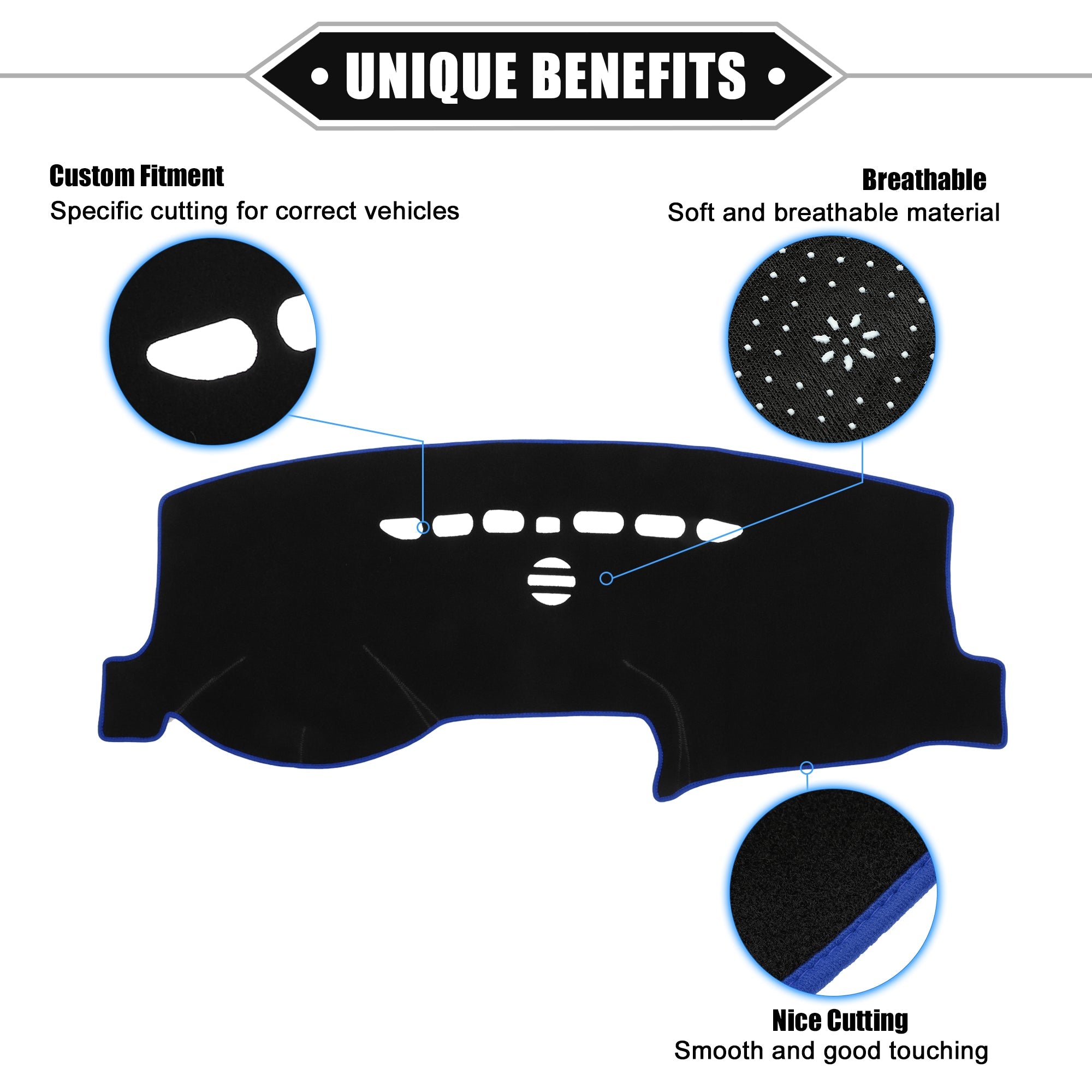 Unique Bargains Car Center Console Dashboard Cover Mat Compatible for Ford Fusion 2013-2021 Protective Polyester Blue