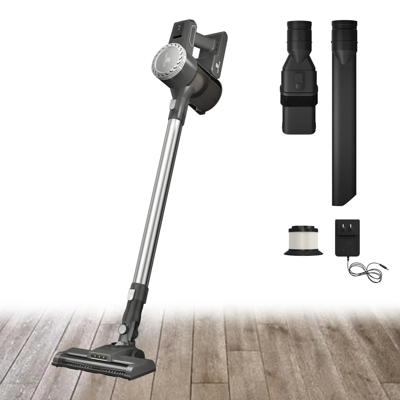 Cordless Vacuum Cleaner 3-in-1 Function, Portable Stick Vacuum 15Kpa 2 Suction Modes, 2000mAh Battery, Home Vacuum with Flexible LED Brush, 2-in-1 Brush, Long Nozzle