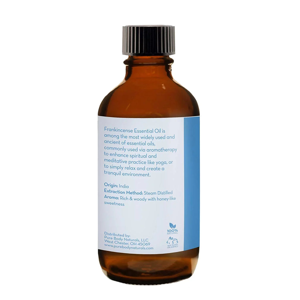 Frankincense Essential Oil for Diffuser and Skin, Stress Relief, Meditation and Yoga, by Pure Body Naturals, 4 Ounce