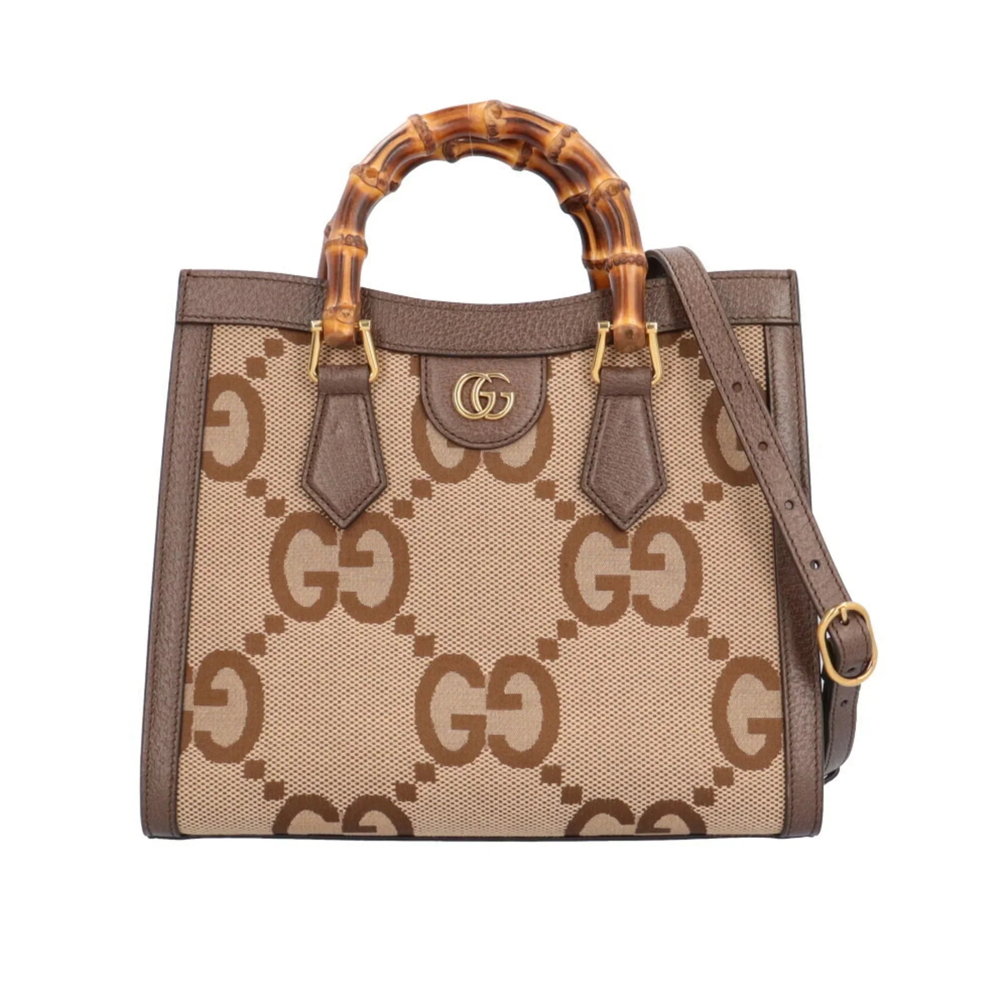 Pre-Owned Gucci Jumbo GG Bamboo Mini Tote Diana Shoulder Bag Leather 660195 493075 Brown Women's GUCCI (Good)