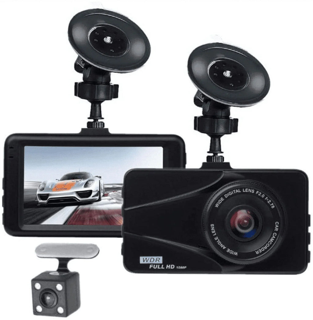 T670 Plus DVR Dash Cam For cars front and rear Dual Travel Recorder Full HD 3" LCD Screen 170° Wide Angle, WDR, G-Sensor, Loop Recording Motion Detection Excellent Video Images