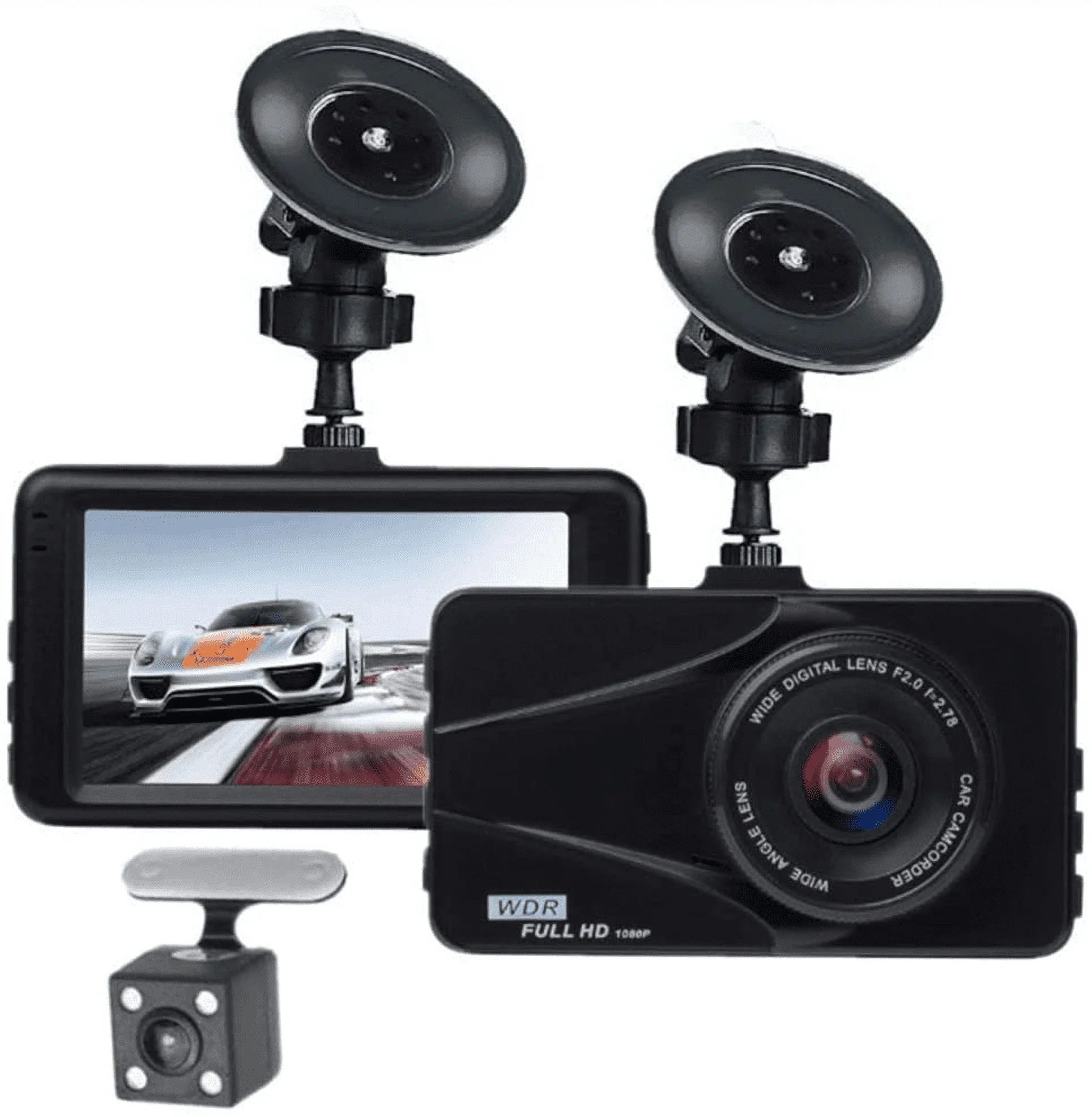 T670 Plus DVR Dash Cam For cars front and rear Dual Travel Recorder Full HD 3" LCD Screen 170° Wide Angle, WDR, G-Sensor, Loop Recording Motion Detection Excellent Video Images