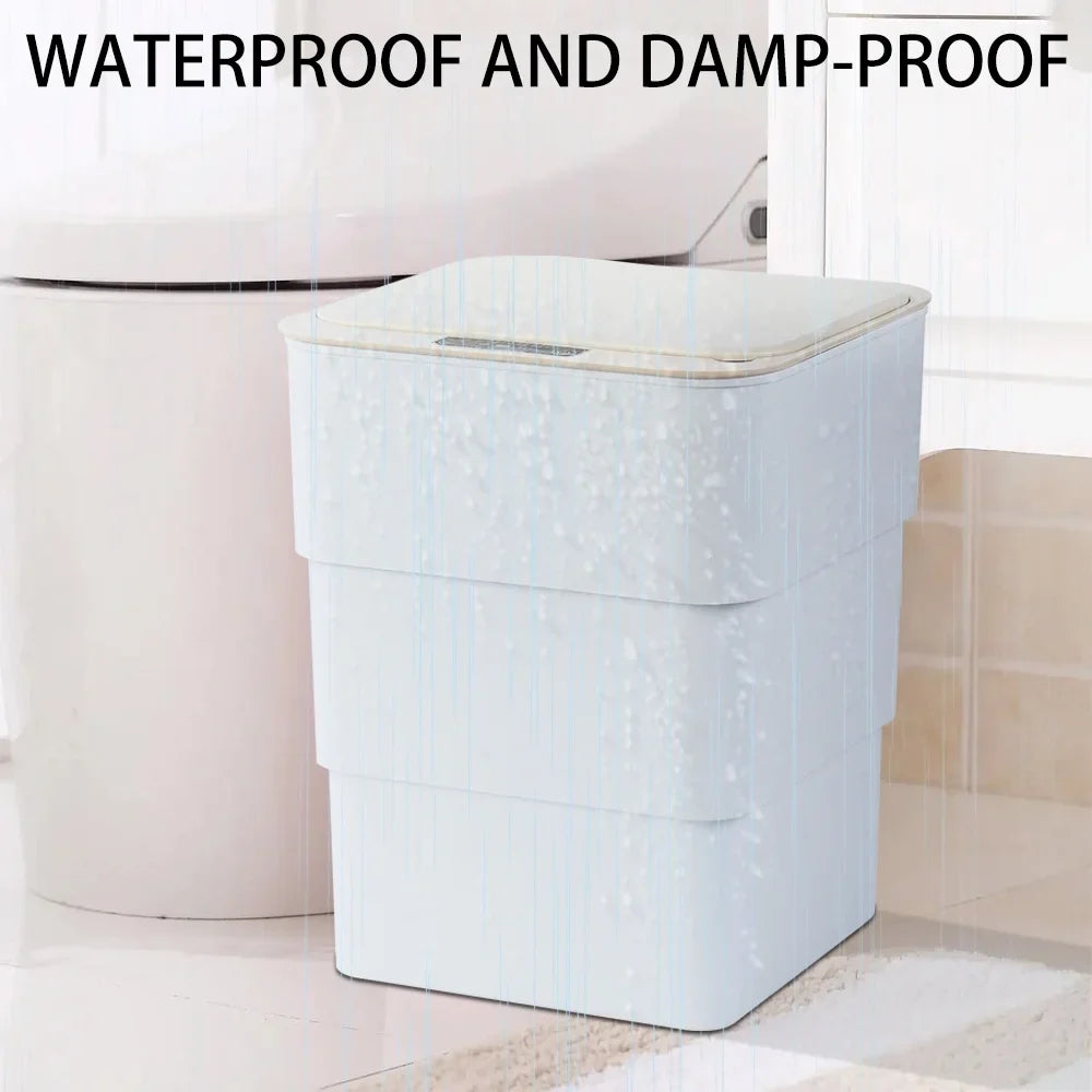 Holdpeak 18L/4.8 Gallon Touchless Trash Can, Folding Automatic Garbage Can with Aromatherapy Mode for Bathroom, Kitchen, Office, White