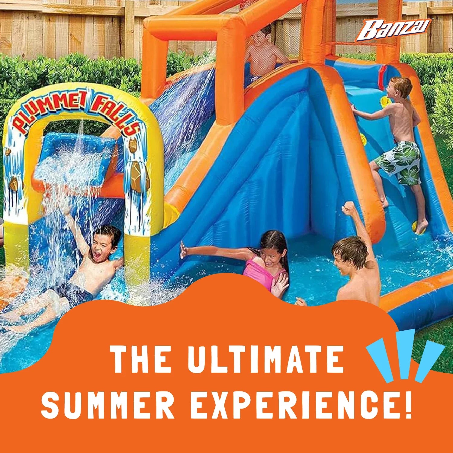 Banzai Plummet Falls Adventure InfLatitudeable Outdoor Water Park Splash Pool